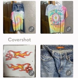 Vigoss wide leg jeans 11+simply southern🐢T-shirt M☀️+2💀🔛🔥stickers